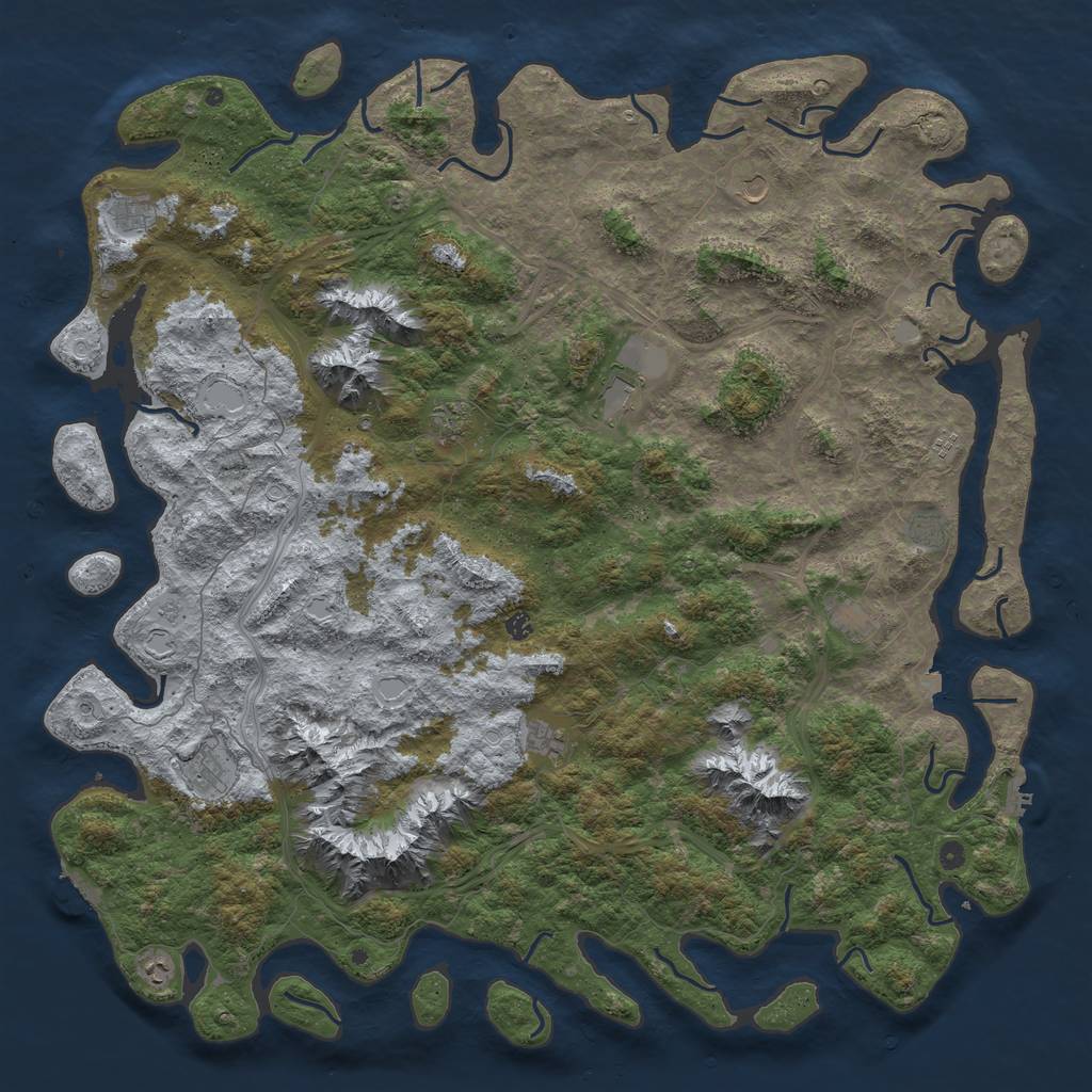 Rust Map: Procedural Map, Size: 6000, Seed: 1257151277, 19 Monuments