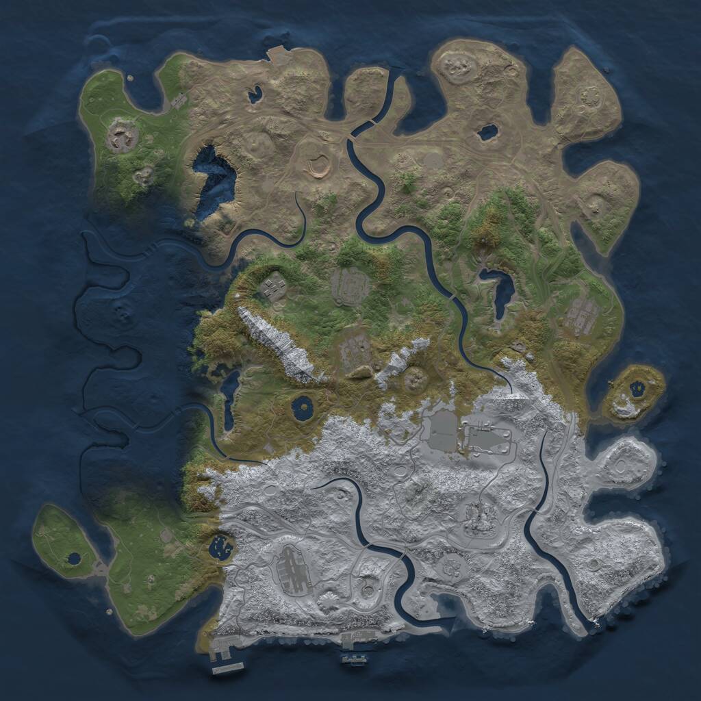 Rust Map: Procedural Map, Size: 4500, Seed: 1803646627, 16 Monuments