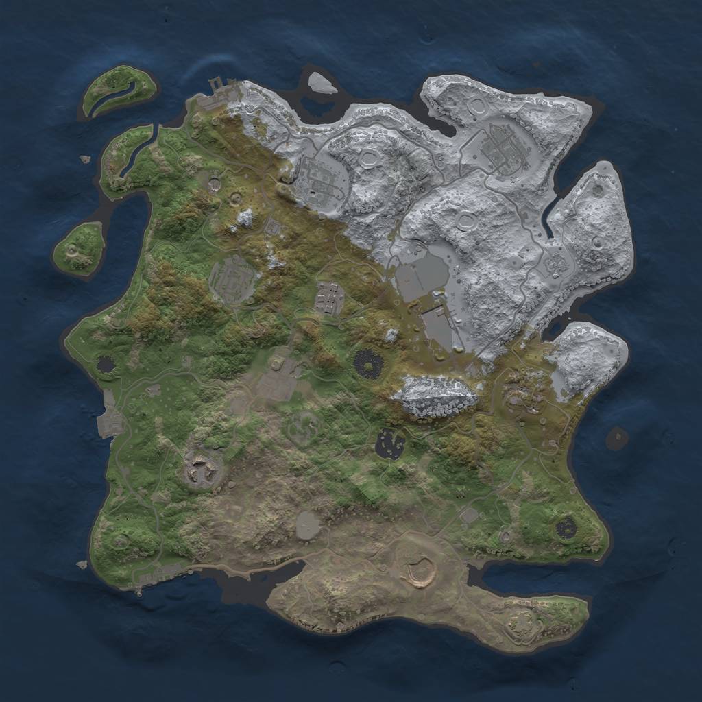 Rust Map: Procedural Map, Size: 3500, Seed: 1984651562, 18 Monuments