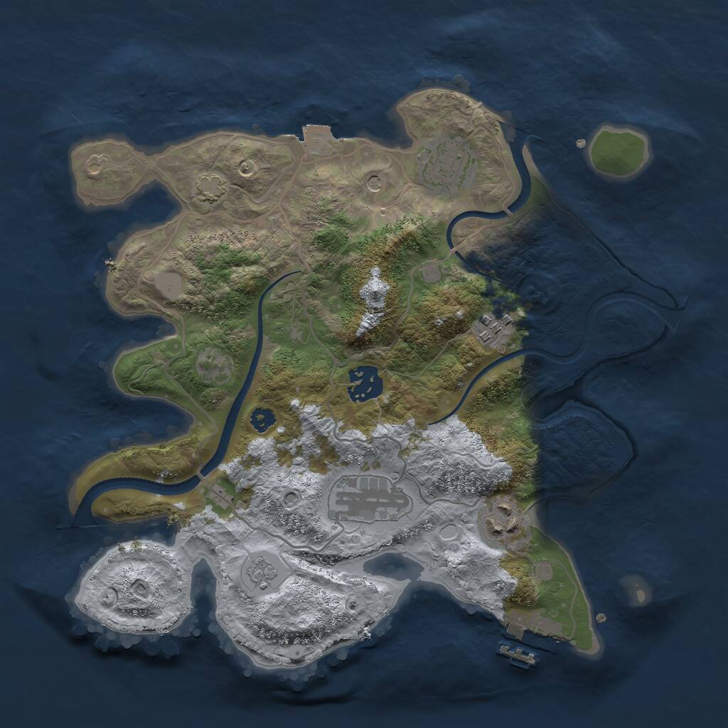 Rust Map: Procedural Map, Size: 3000, Seed: 50120796, 10 Monuments