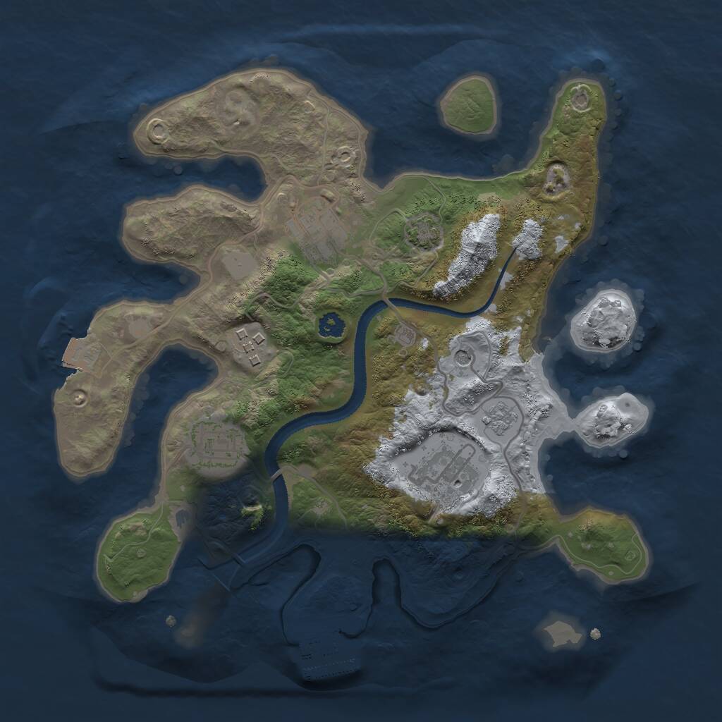 Rust Map: Procedural Map, Size: 2750, Seed: 234176403, 9 Monuments