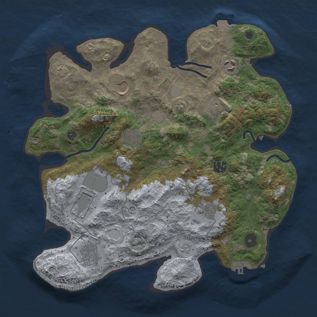 Rust Map: Procedural Map, Size: 3500, Seed: 947635040, 15 Monuments