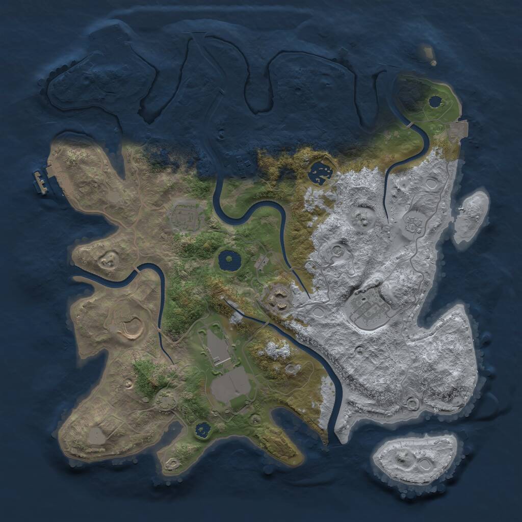 Rust Map: Procedural Map, Size: 3500, Seed: 2073098438, 13 Monuments