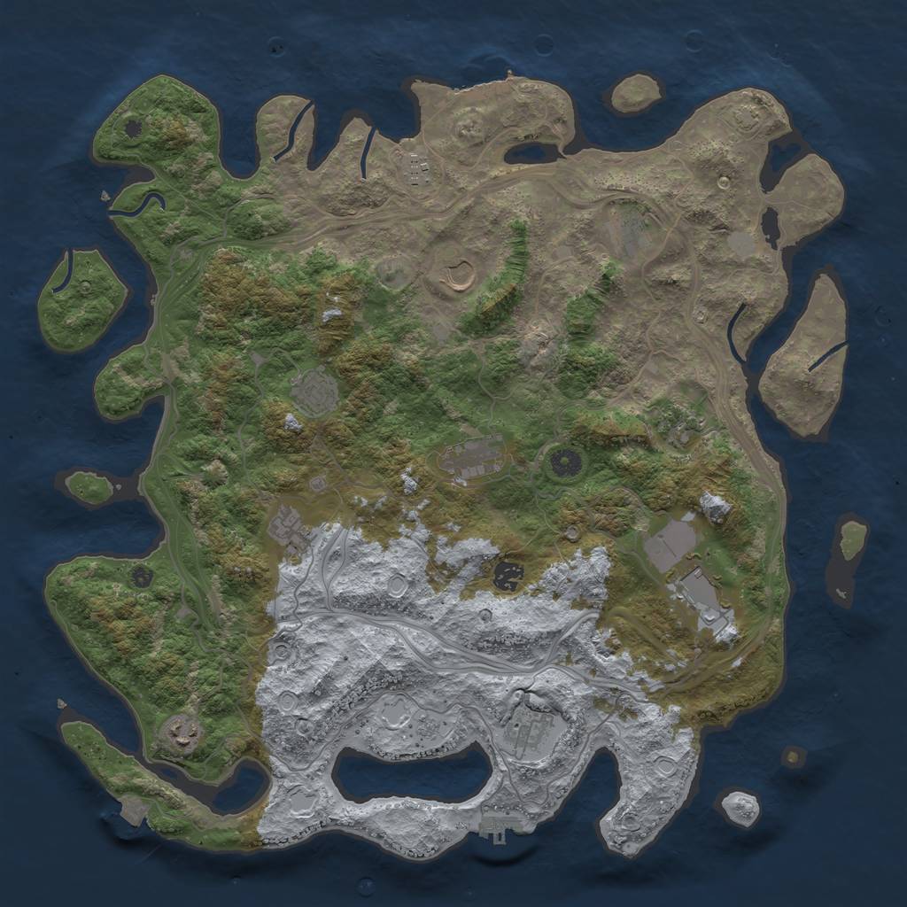 Rust Map: Procedural Map, Size: 4500, Seed: 1501908491, 19 Monuments