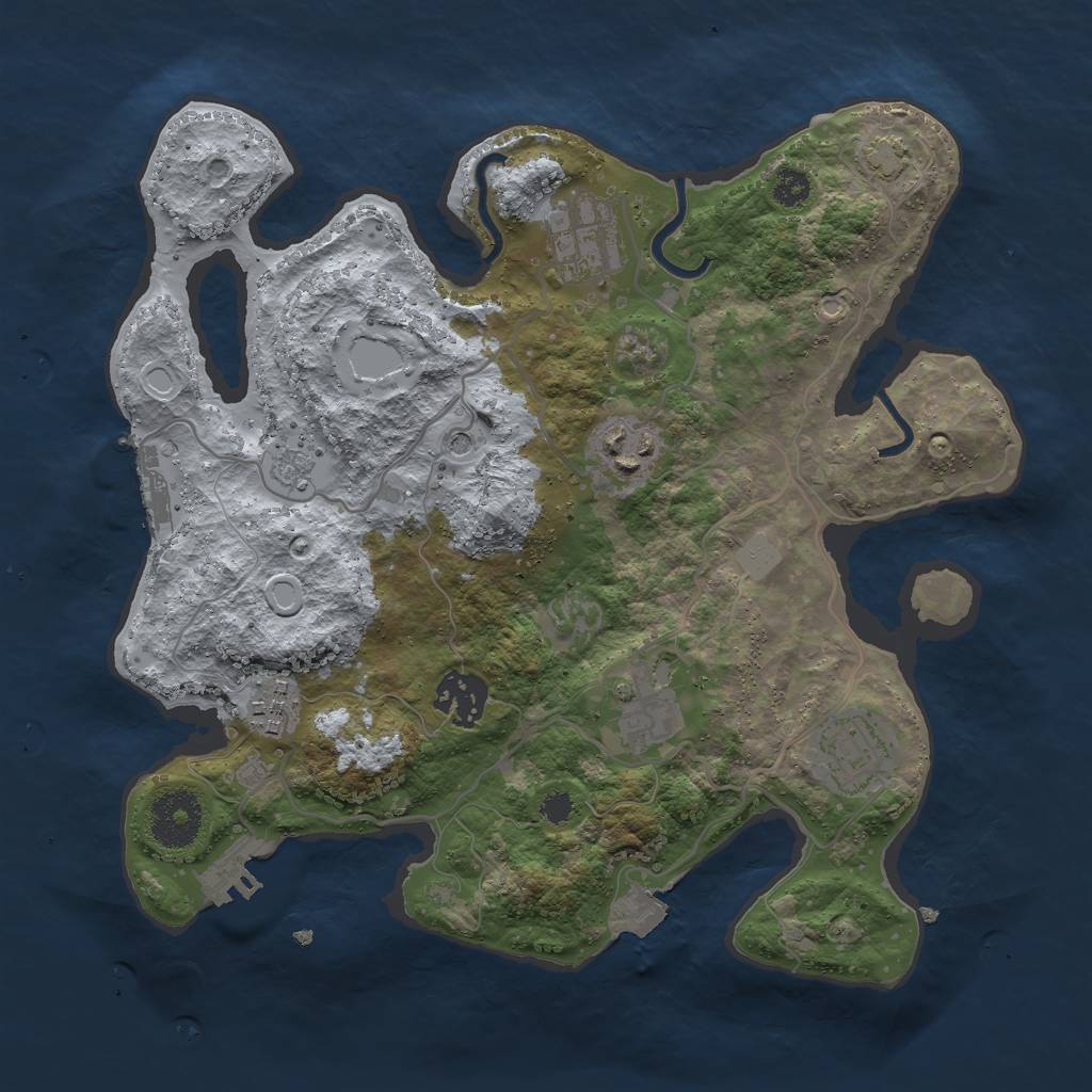 Rust Map: Procedural Map, Size: 3000, Seed: 12412213, 14 Monuments