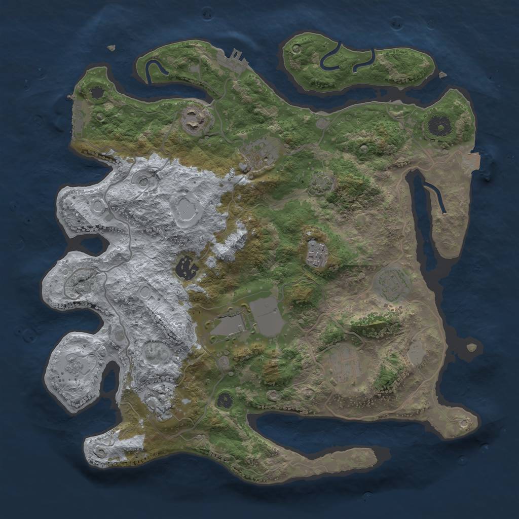 Rust Map: Procedural Map, Size: 3500, Seed: 154502122, 16 Monuments
