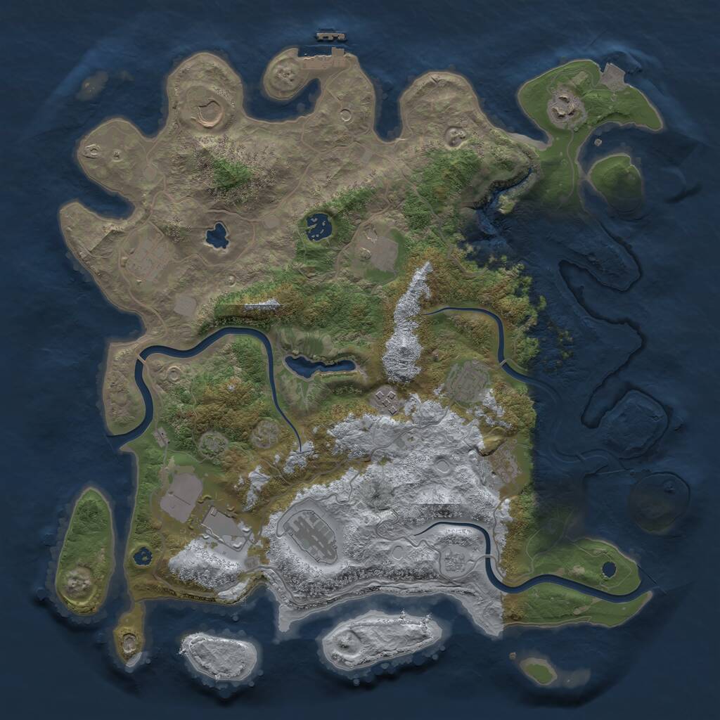 Rust Map: Procedural Map, Size: 4000, Seed: 546734574, 15 Monuments