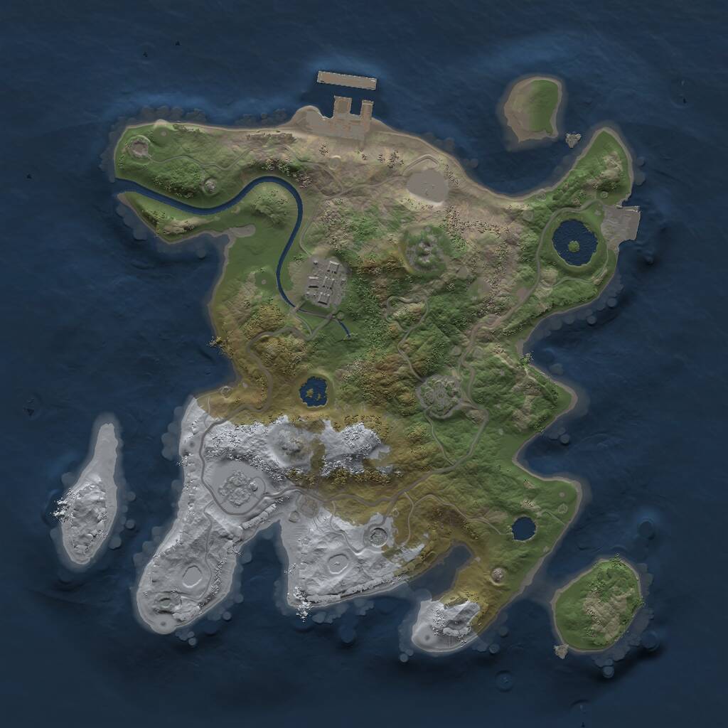 Rust Map: Procedural Map, Size: 2500, Seed: 894377292, 6 Monuments