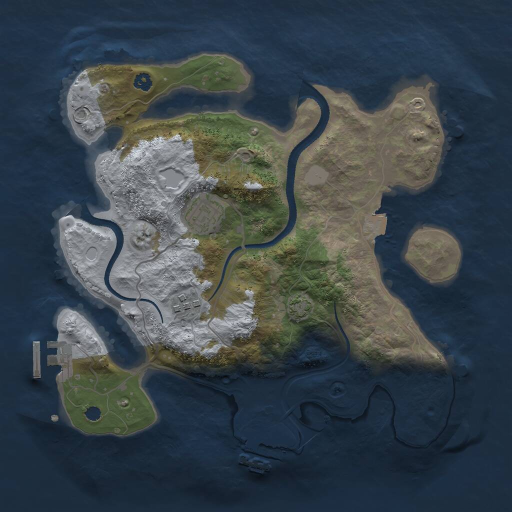 Rust Map: Procedural Map, Size: 2800, Seed: 345674, 6 Monuments