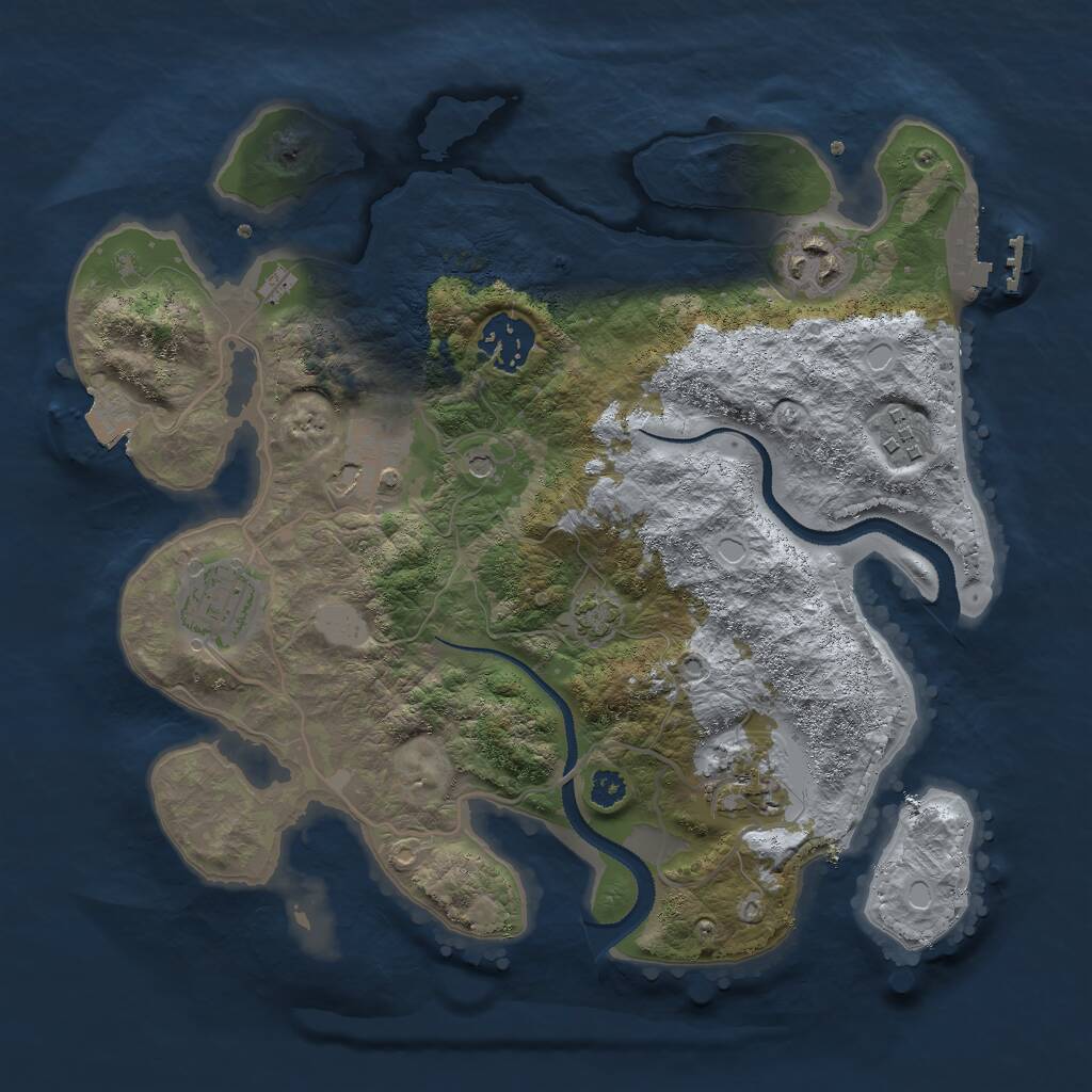 Rust Map: Procedural Map, Size: 3000, Seed: 973916296, 10 Monuments
