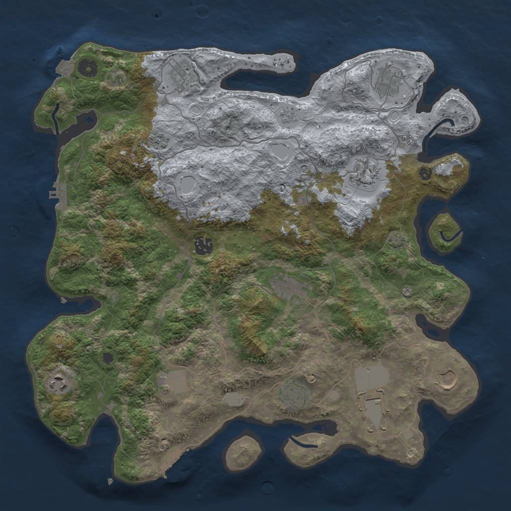 Rust Map: Procedural Map, Size: 4000, Seed: 1146220451, 19 Monuments