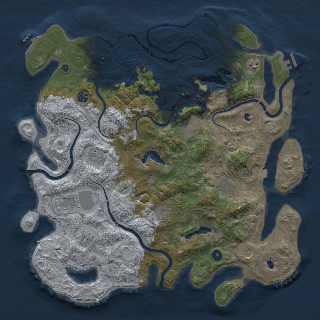 Rust Map: Procedural Map, Size: 4500, Seed: 520730498, 16 Monuments