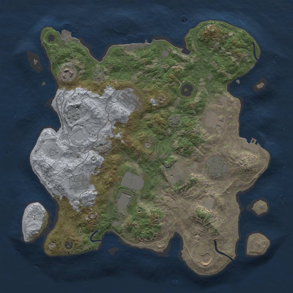 Rust Map: Procedural Map, Size: 3550, Seed: 1556539540, 17 Monuments