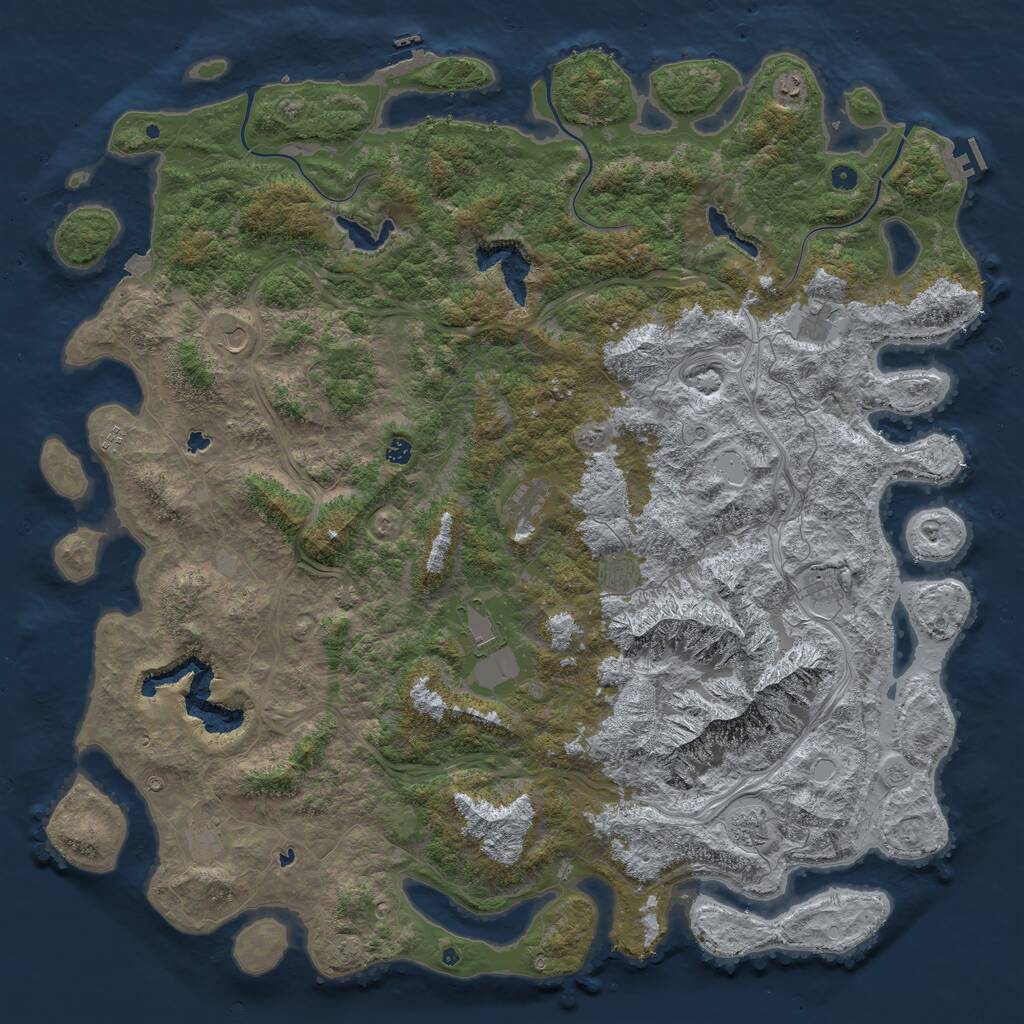 Rust Map: Procedural Map, Size: 6000, Seed: 525489, 17 Monuments