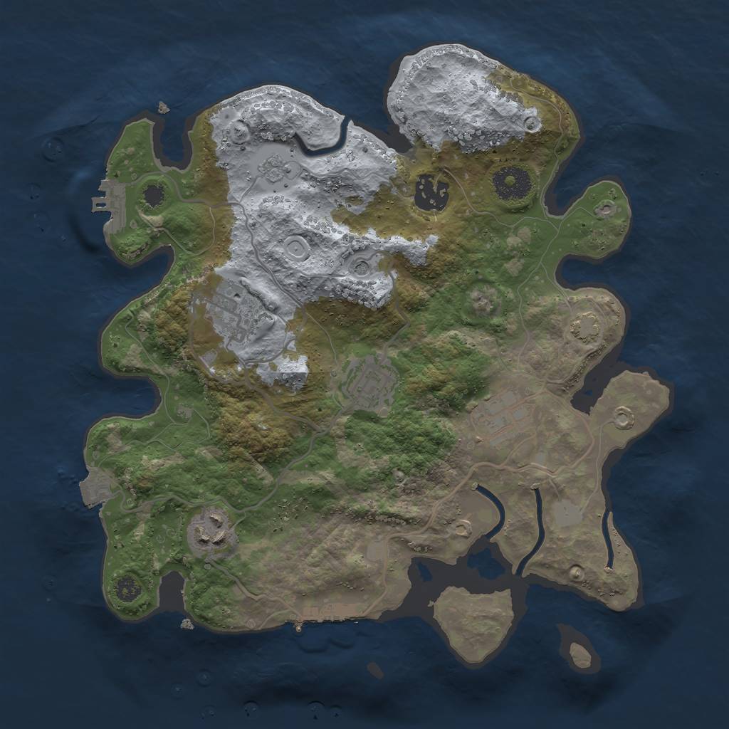 Rust Map: Procedural Map, Size: 3000, Seed: 65451, 13 Monuments