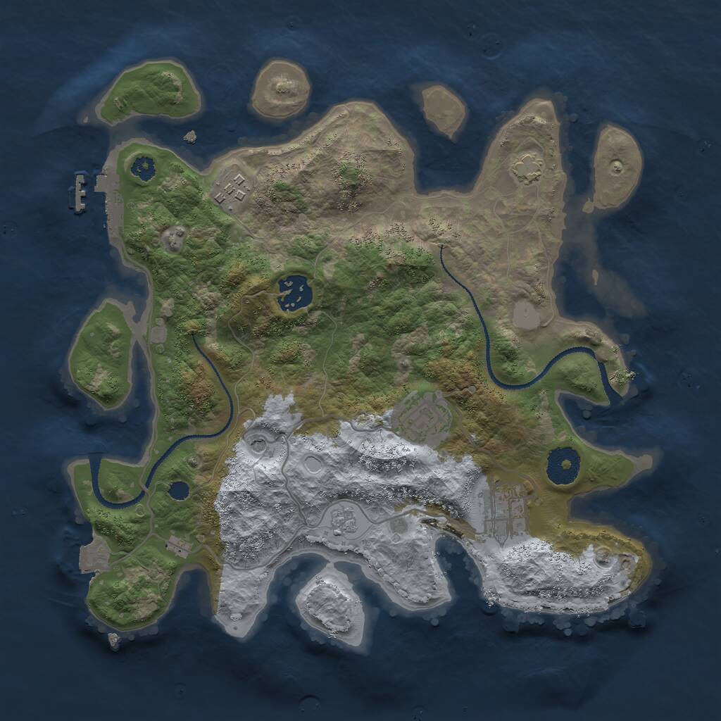 Rust Map: Procedural Map, Size: 3000, Seed: 1291957761, 9 Monuments