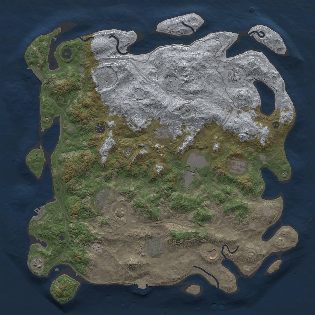Rust Map: Procedural Map, Size: 4500, Seed: 1696311274, 19 Monuments