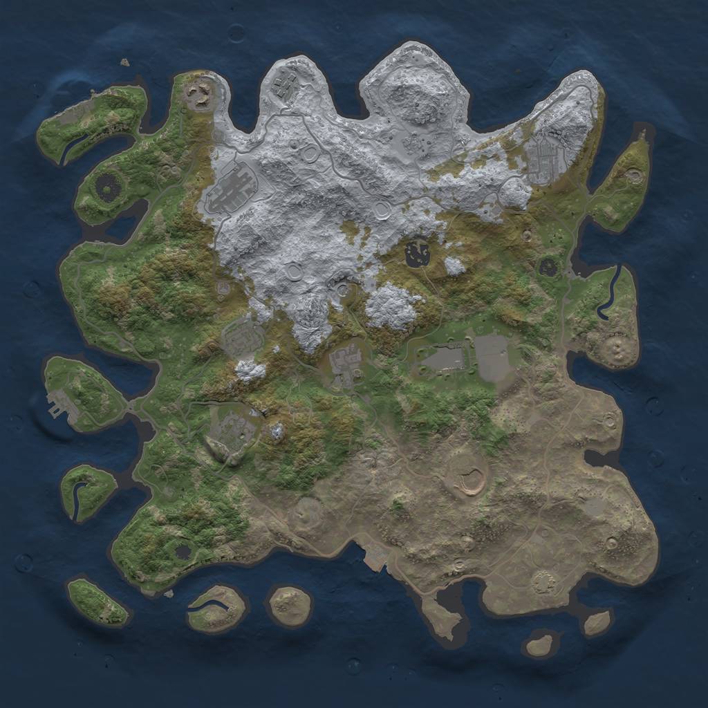 Rust Map: Procedural Map, Size: 4000, Seed: 350592048, 18 Monuments
