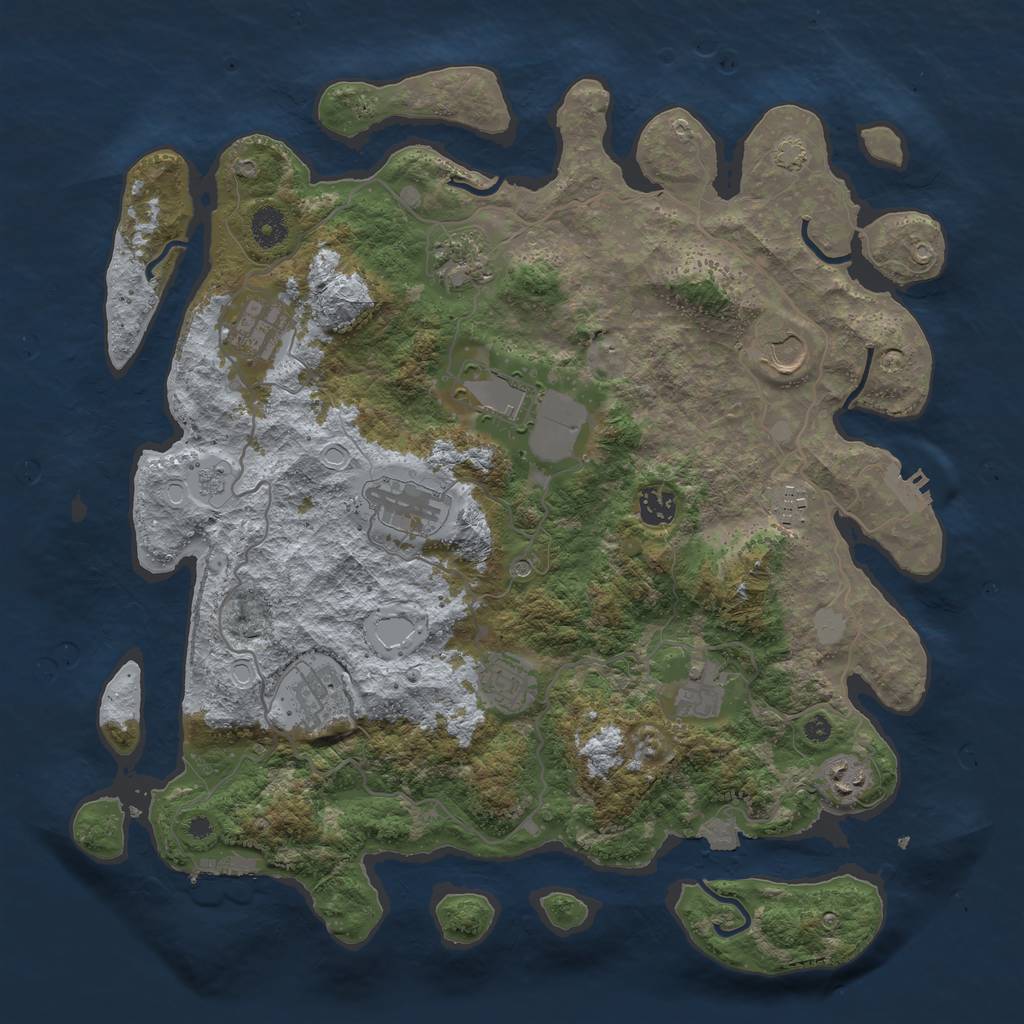 Rust Map: Procedural Map, Size: 4000, Seed: 1407282914, 19 Monuments