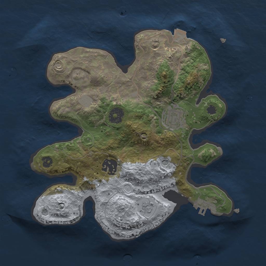 Rust Map: Procedural Map, Size: 2500, Seed: 50120796, 8 Monuments