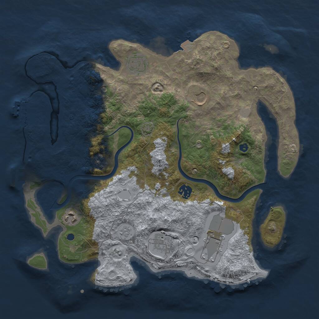 Rust Map: Procedural Map, Size: 3600, Seed: 63071180, 13 Monuments