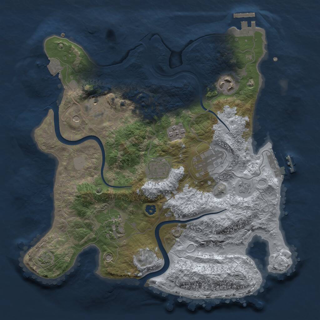 Rust Map: Procedural Map, Size: 3000, Seed: 1335751594, 12 Monuments