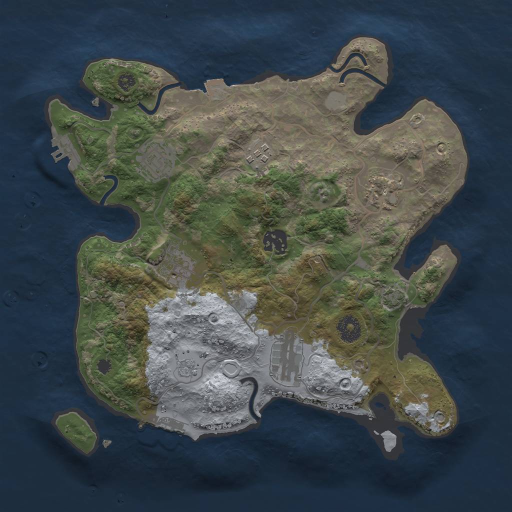 Rust Map: Procedural Map, Size: 3000, Seed: 1271596740, 13 Monuments