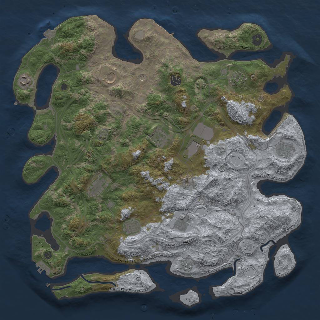 Rust Map: Procedural Map, Size: 4250, Seed: 397191454, 19 Monuments