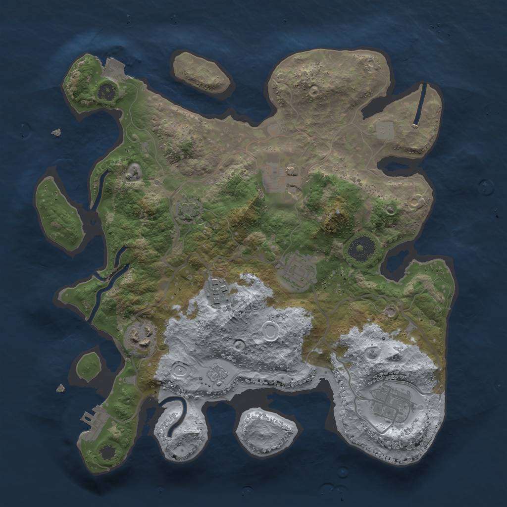Rust Map: Procedural Map, Size: 3000, Seed: 44662, 11 Monuments