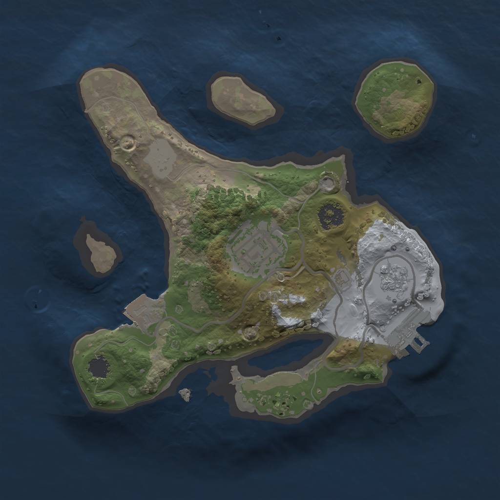 Rust Map: Procedural Map, Size: 2000, Seed: 1240406223, 6 Monuments