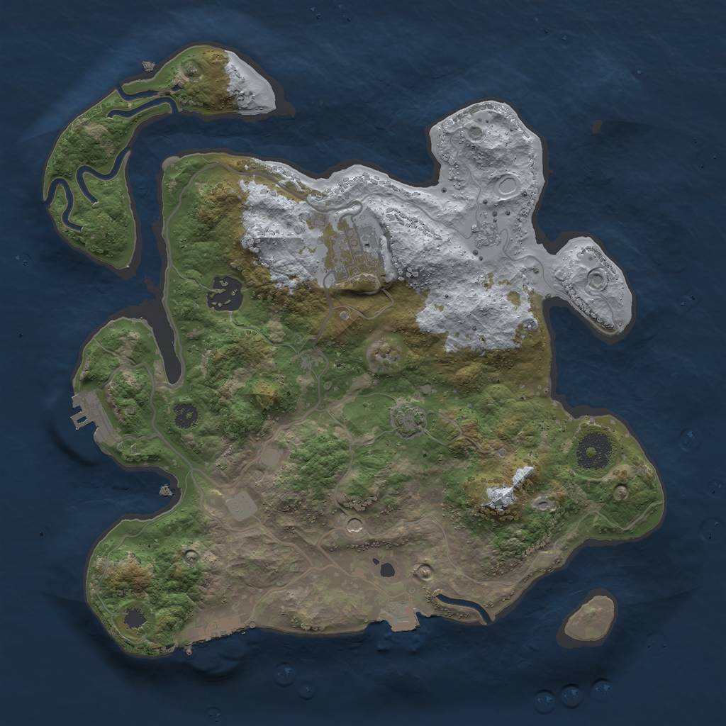 Rust Map: Procedural Map, Size: 3000, Seed: 75721, 10 Monuments