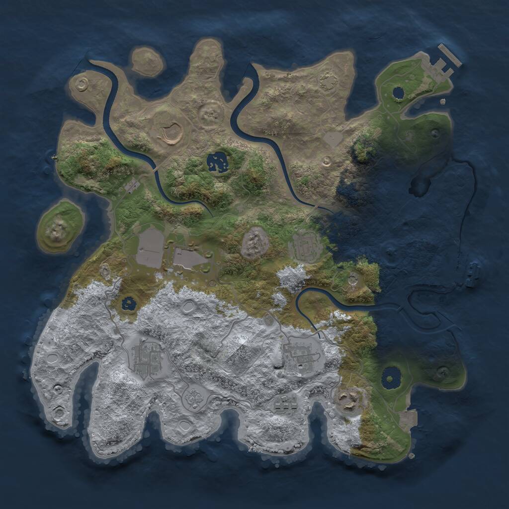 Rust Map: Procedural Map, Size: 3500, Seed: 1225401, 14 Monuments