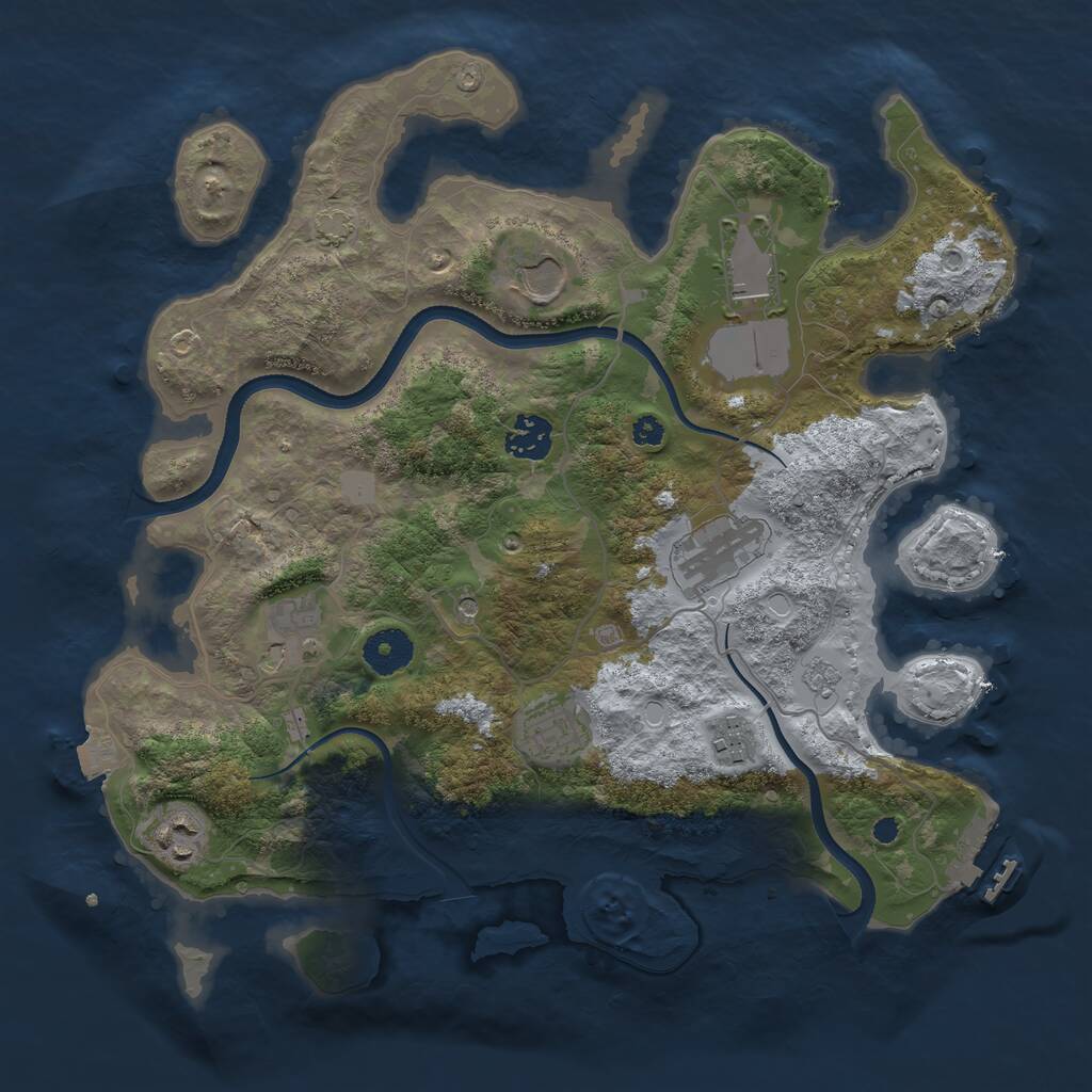 Rust Map: Procedural Map, Size: 3500, Seed: 1988604431, 13 Monuments