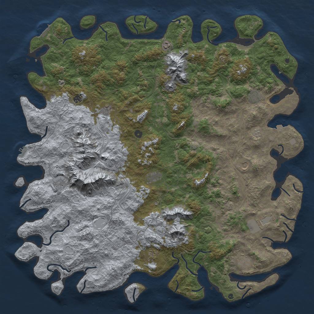 Rust Map: Procedural Map, Size: 6000, Seed: 23942, 19 Monuments