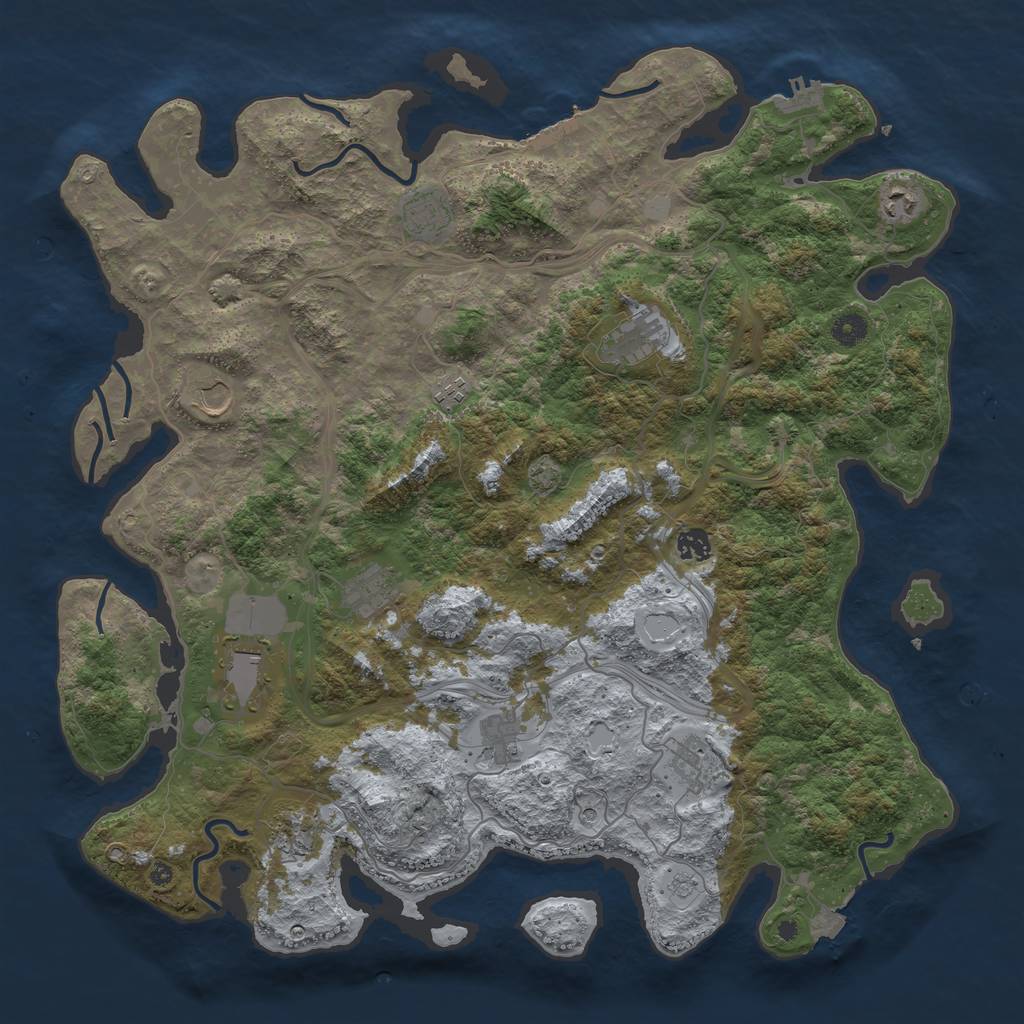 Rust Map: Procedural Map, Size: 4500, Seed: 969791, 19 Monuments