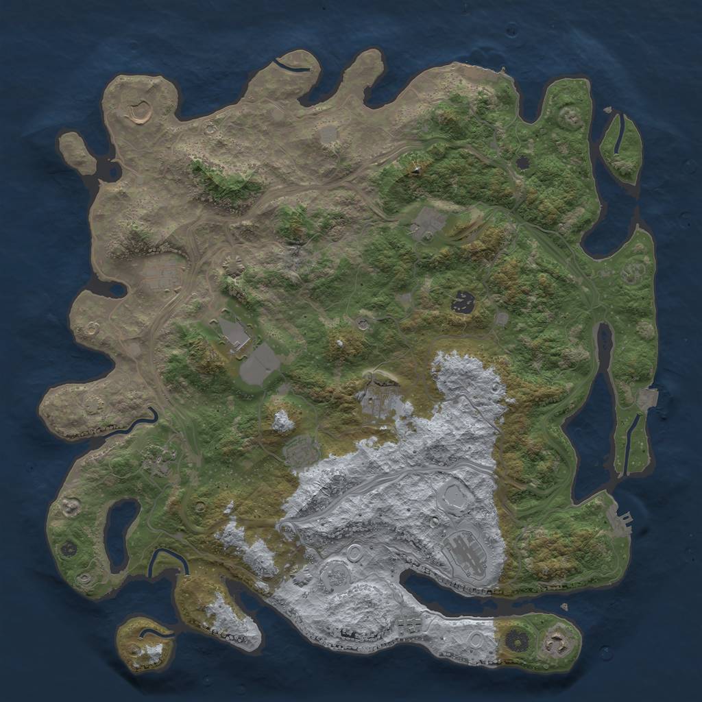 Rust Map: Procedural Map, Size: 4500, Seed: 717074388, 19 Monuments