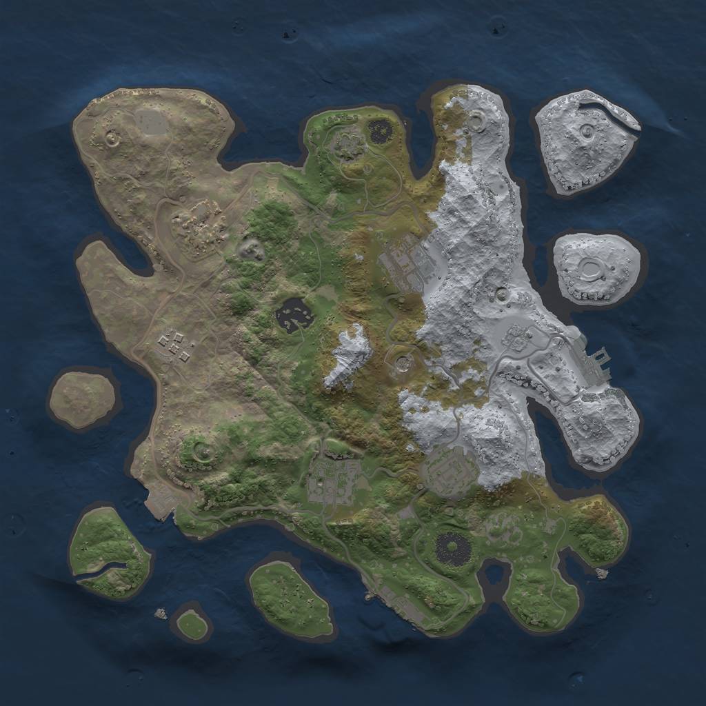 Rust Map: Procedural Map, Size: 3000, Seed: 2005321189, 14 Monuments