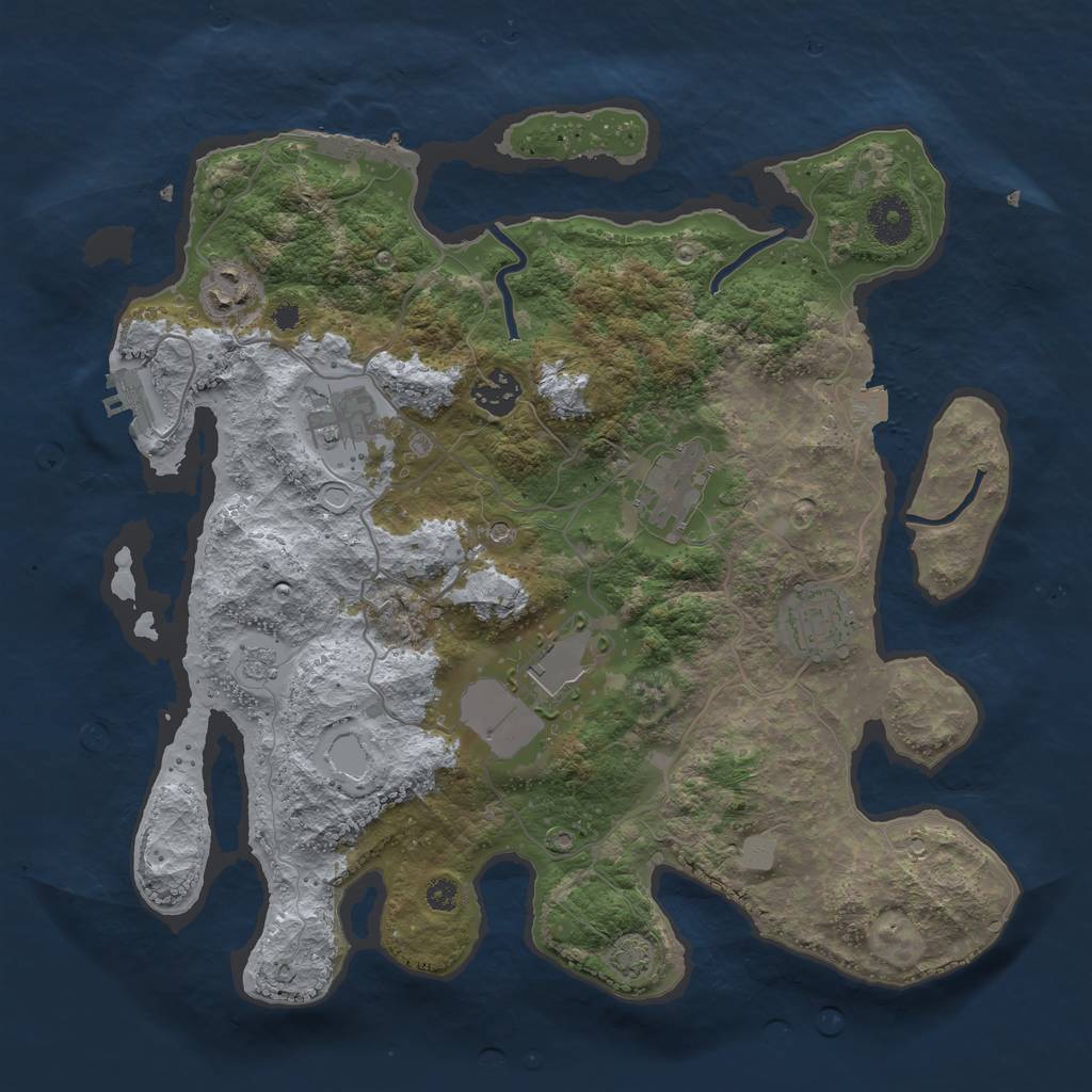 Rust Map: Procedural Map, Size: 3500, Seed: 2008494157, 14 Monuments