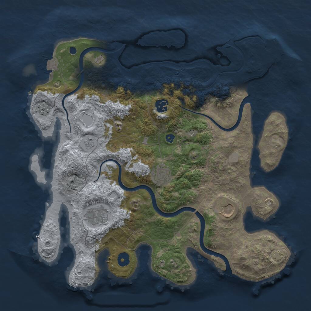 Rust Map: Procedural Map, Size: 3500, Seed: 2008494157, 10 Monuments