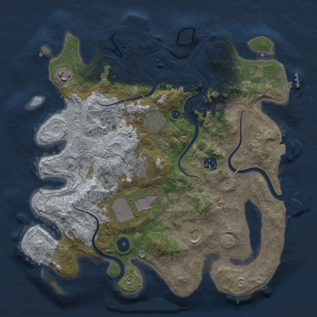 Rust Map: Procedural Map, Size: 3500, Seed: 850693653, 13 Monuments
