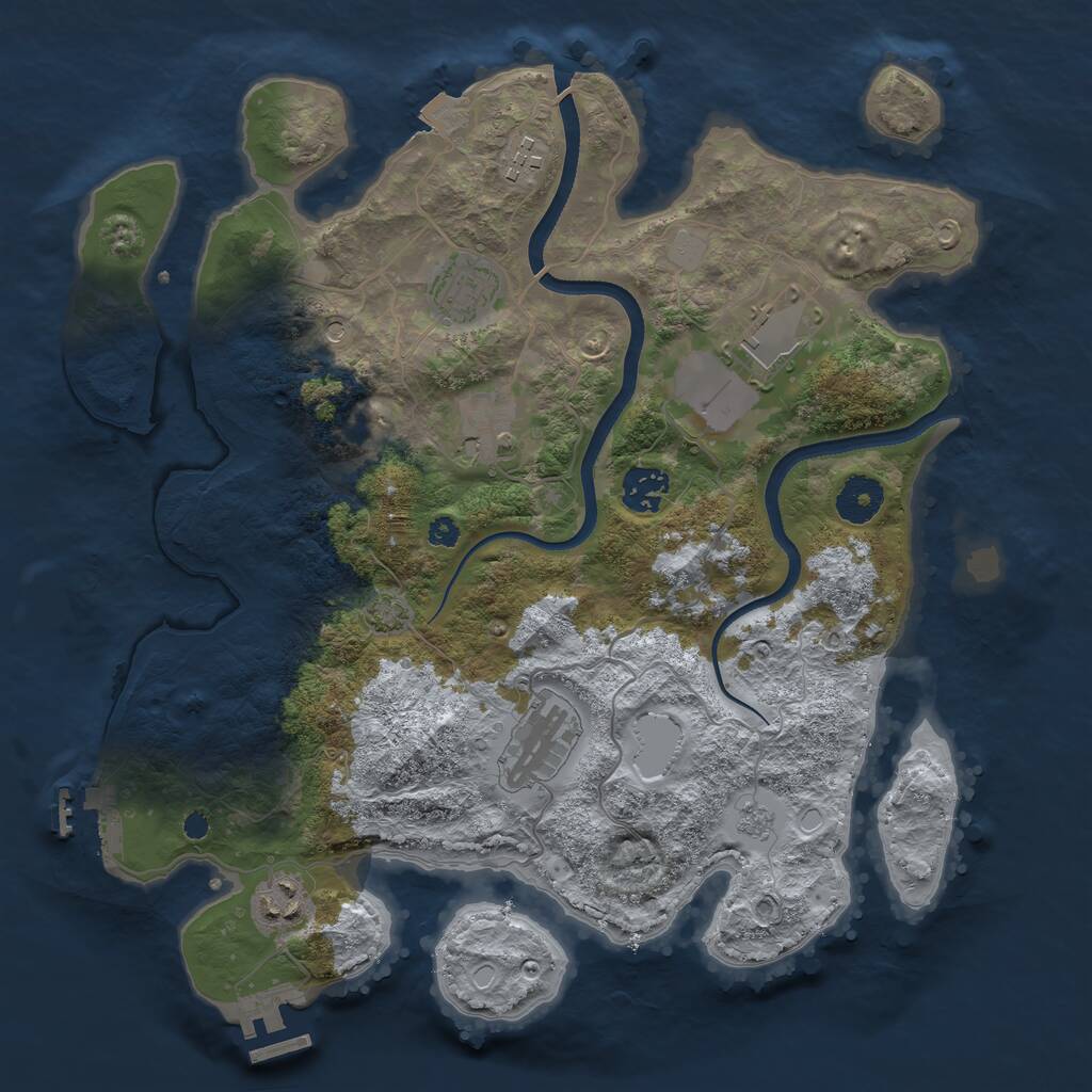 Rust Map: Procedural Map, Size: 3500, Seed: 1500836065, 13 Monuments