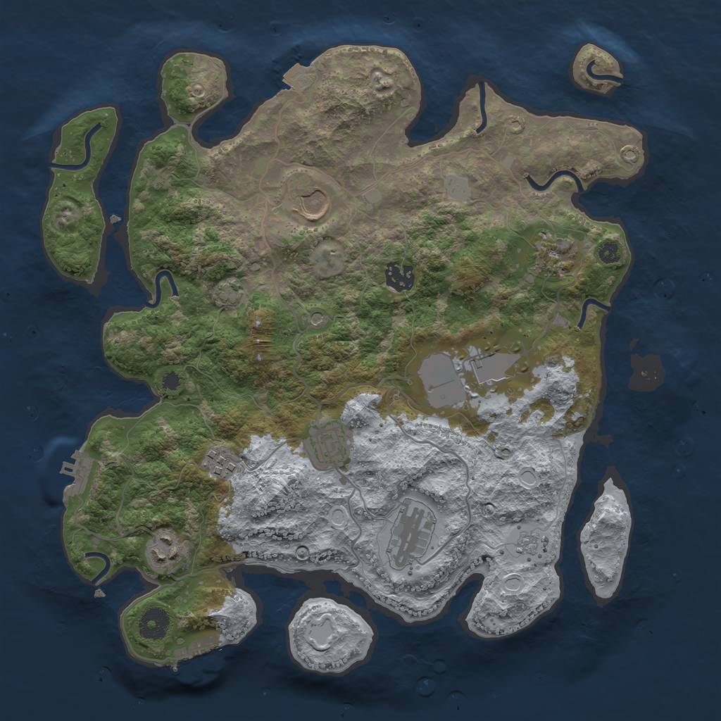 Rust Map: Procedural Map, Size: 3500, Seed: 1500836065, 16 Monuments