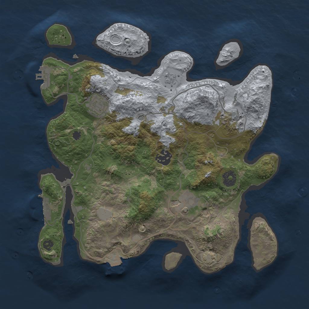 Rust Map: Procedural Map, Size: 3000, Seed: 834247, 12 Monuments