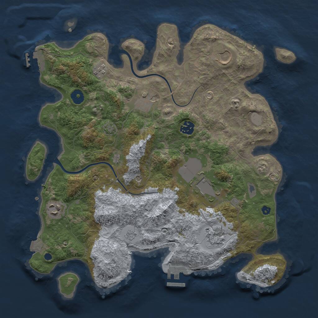 Rust Map: Procedural Map, Size: 3500, Seed: 544294650, 13 Monuments