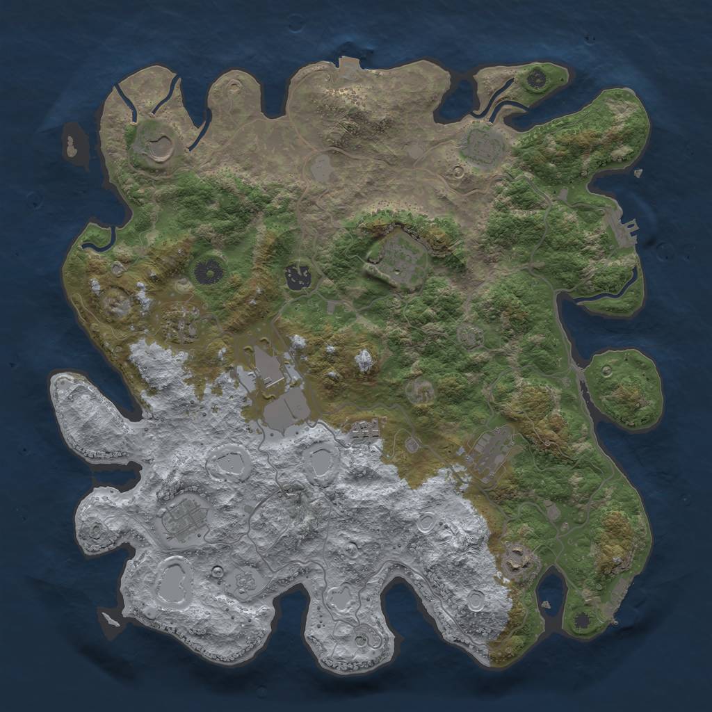 Rust Map: Procedural Map, Size: 4000, Seed: 44180452, 18 Monuments