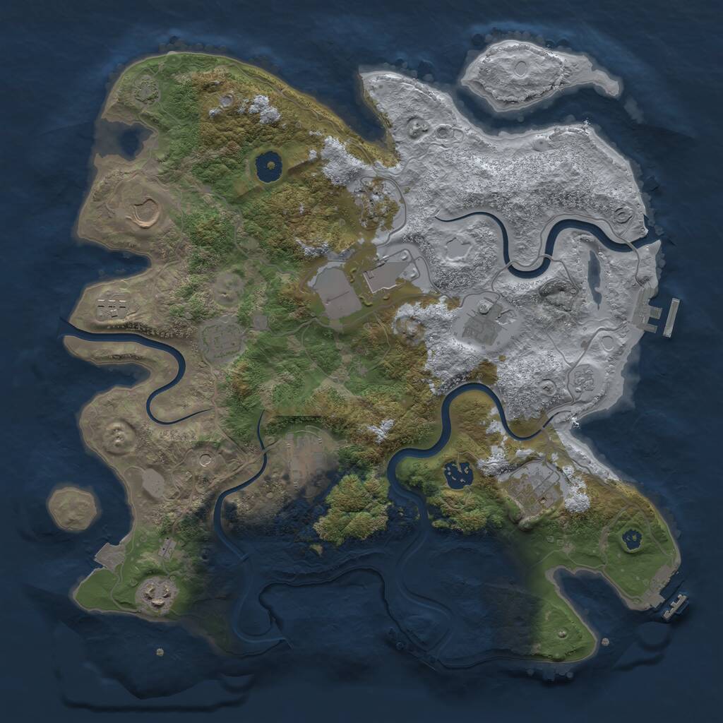 Rust Map: Procedural Map, Size: 3750, Seed: 183130896, 16 Monuments