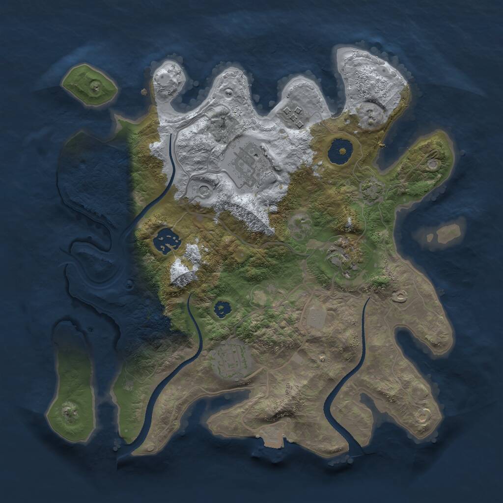 Rust Map: Procedural Map, Size: 3000, Seed: 1217361836, 8 Monuments