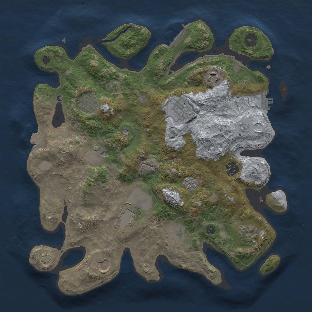 Rust Map: Procedural Map, Size: 3500, Seed: 1613873034, 18 Monuments