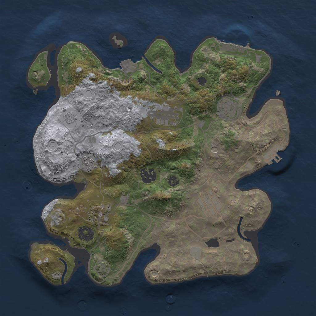 Rust Map: Procedural Map, Size: 3000, Seed: 73870548, 14 Monuments