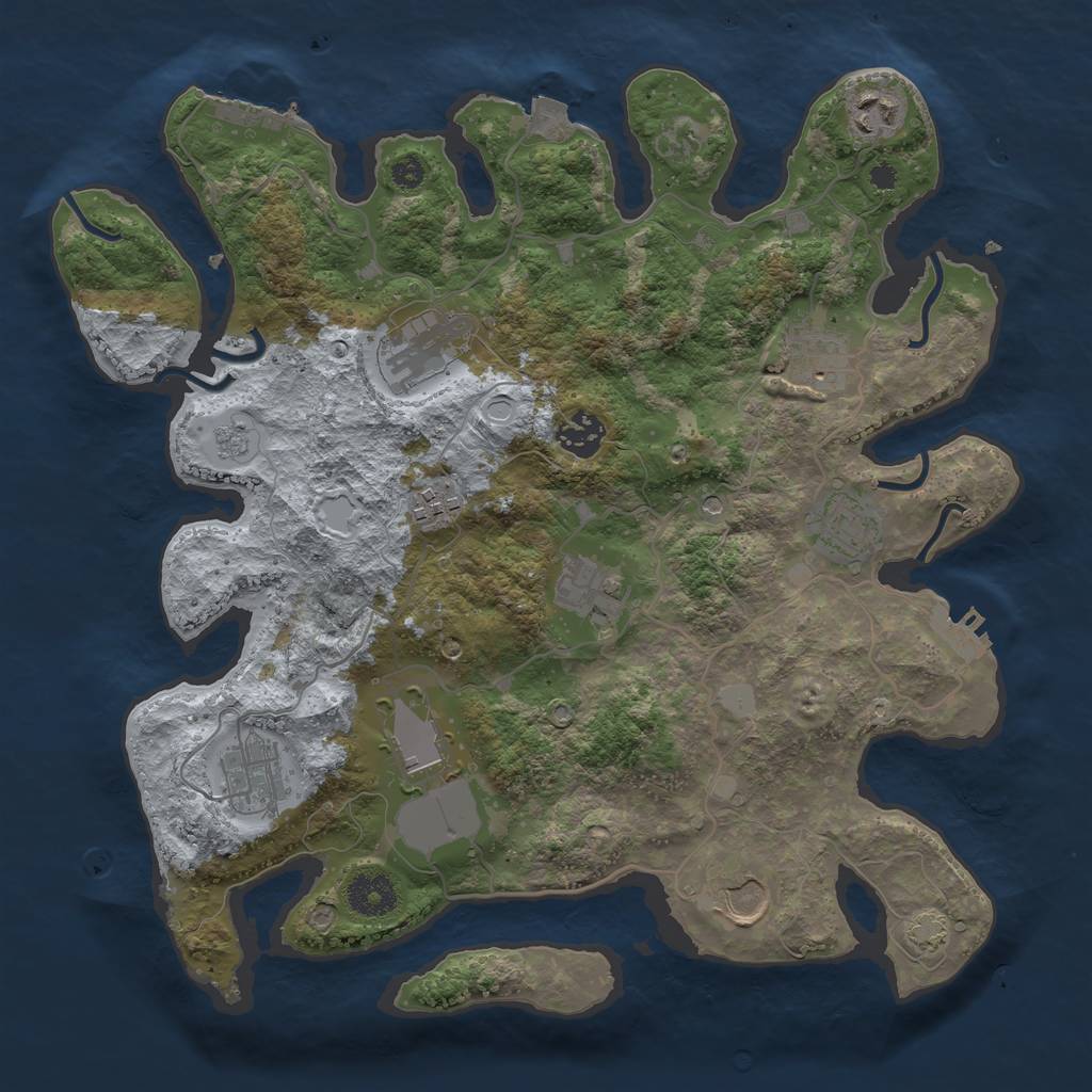 Rust Map: Procedural Map, Size: 3500, Seed: 360418642, 18 Monuments